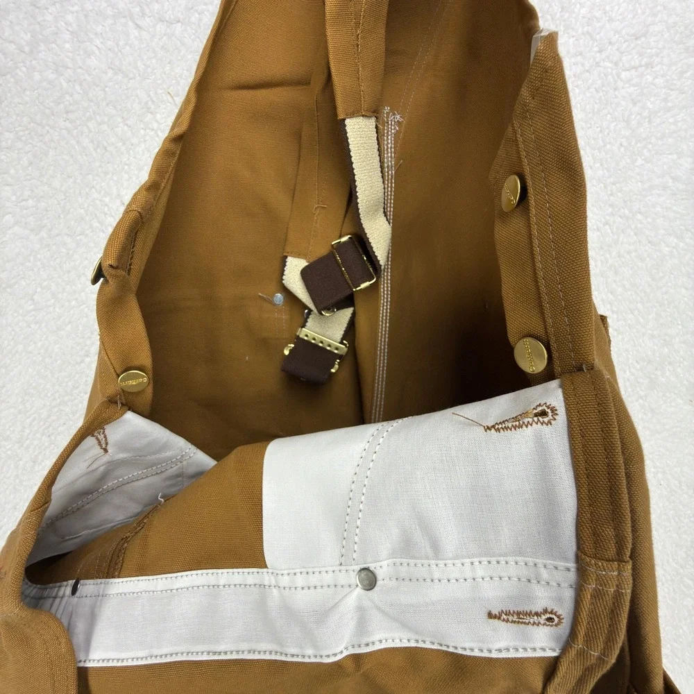Carhartt R05 BRN Traditional Duck‎ Bib Overalls Zipper to Knee Brown 46x30 NEW